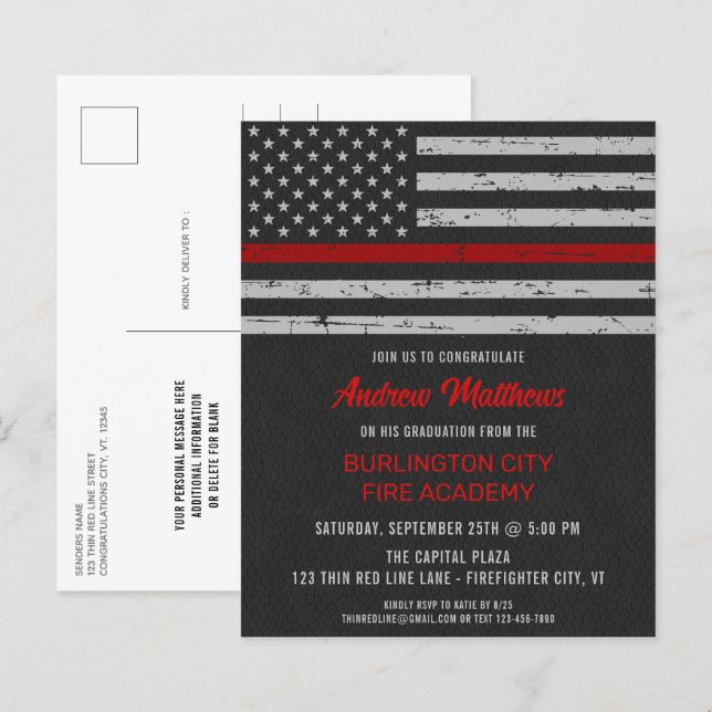 Budget Thin Red Line Firefighter Studenten (Fram/baksida)