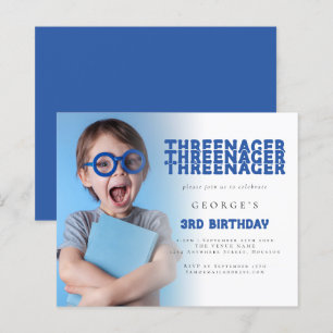 Budget Threenager Fotoöverlägg 3-årsdag Blå