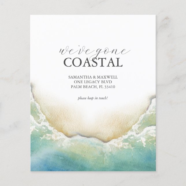 Budget till den Nya adress Flyttan i Beach Flygblad (Framsidan)