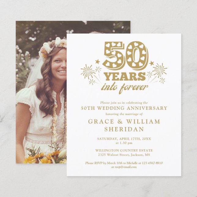 Budget till över 50-årsjubiléet Inbjudan (Fram/baksida)