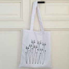 Budget Tote Bag (handdragna katter) Tygkasse