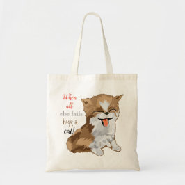 Budget Tote Bag "Hug a cat" Tygkasse