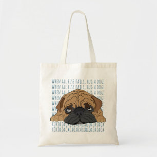 Budget Tote Bag "Hug a dog" Bull Dog XO Tygkasse