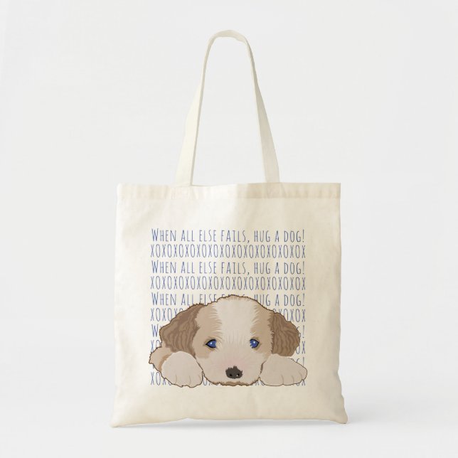 Budget Tote Bag Hug a hund BABY Tygkasse (Framsidan)