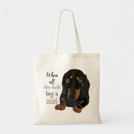 Budget Tote Bag "Hug a hund" Dachshund Tygkasse