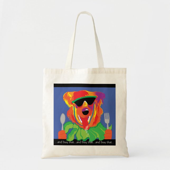 Budget Tote Bag "Hungrig Hund" Tygkasse (Framsidan)