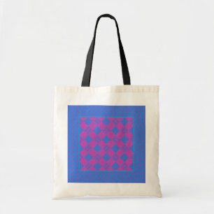 Budget Tote Bag: Magenta och Blue Faux-Patchwork Tygkasse