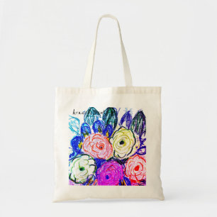 Budget Tote Grönt and Orange Rosas Tygkasse