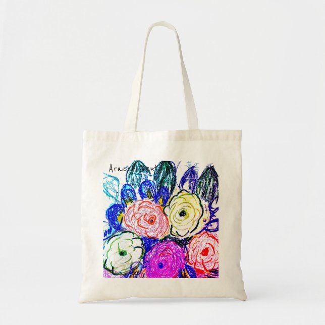 Budget Tote Grönt and Orange Rosas Tygkasse (Framsidan)