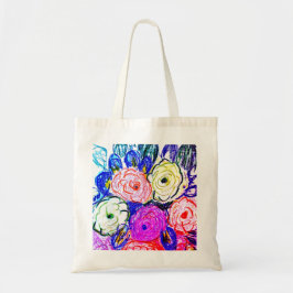 Budget Tote Grönt and Orange Rosas Tygkasse