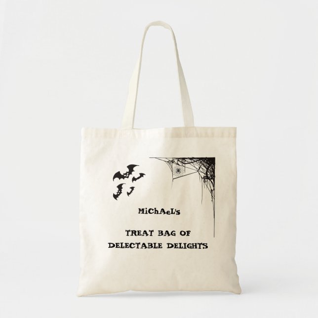 Budget Tote Halloween Candy Bag för barn med Namn Tygkasse (Framsidan)