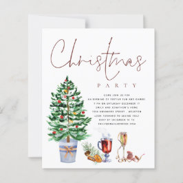 Budget Träd Drinks skript Jul Party Inbjudan