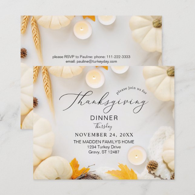 Budget Träfflig Thanksgiving Middag Pumpa (Fram/baksida)