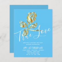 BUDGET Trendig Guldros Bröllopsinbjudan