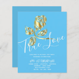 BUDGET Trendig Guldros Bröllopsinbjudan