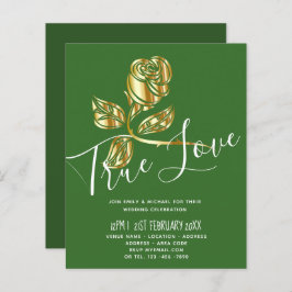 BUDGET Trendig Guldros Bröllopsinbjudan