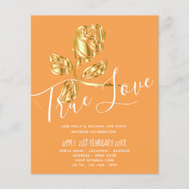 BUDGET Trendig Guldros Bröllopsinbjudan