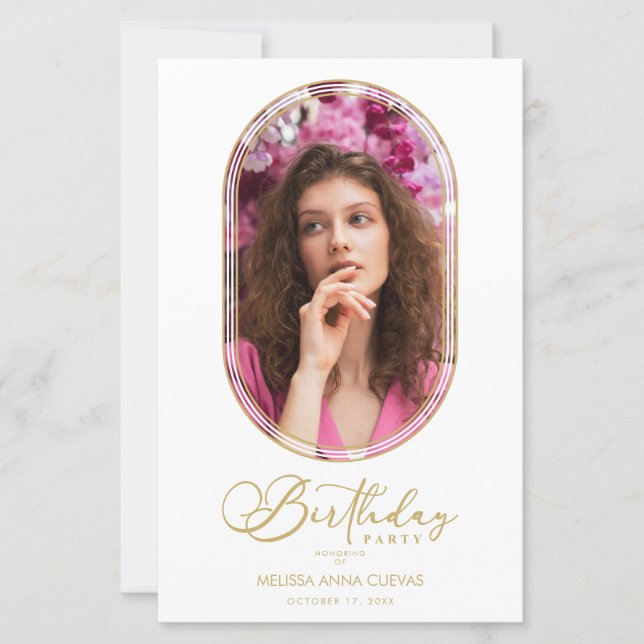 BUDGET Trendy Modern Oval Fake Golden Custom Photo (Framsida)