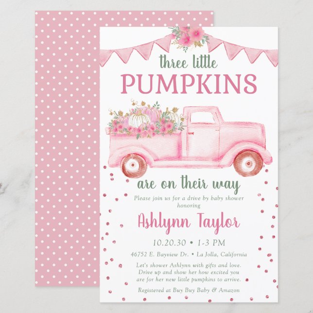 Budget Triplets Rosa Liten Pumpa Genom Mail Chockv (Fram/baksida)