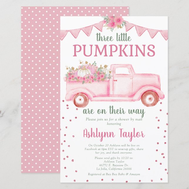Budget Triplets Rosa Liten Pumpa Genom Mail Chockv (Fram/baksida)