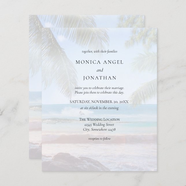 Budget Tropical Beach Handflatan VS 2 Bröllop (Fram/baksida)