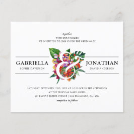 Budget Tropical Bouquet Modern Typography Bröllop