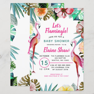Budget Tropical Flamingo Baby Shower-inbjudan