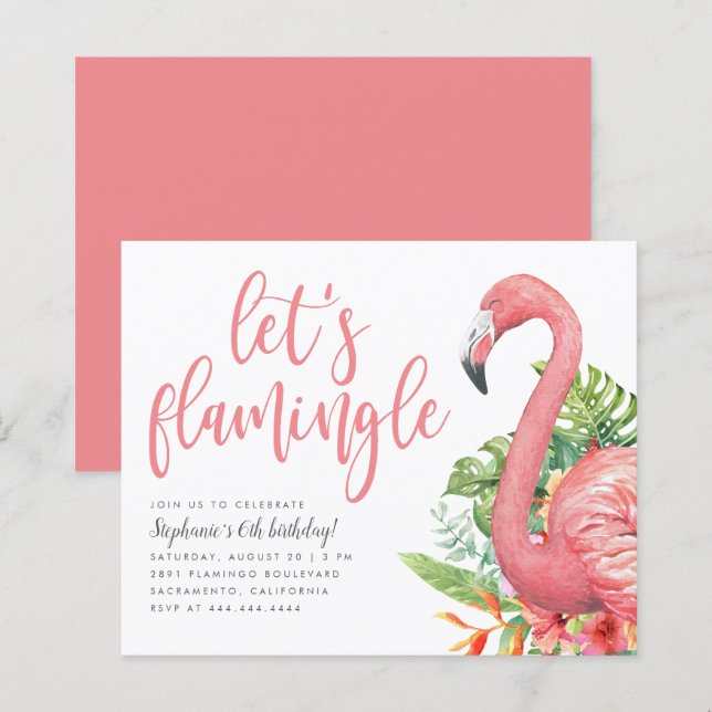 Budget Tropical Flamingo Låt oss Flamingle Birthda (Fram/baksida)