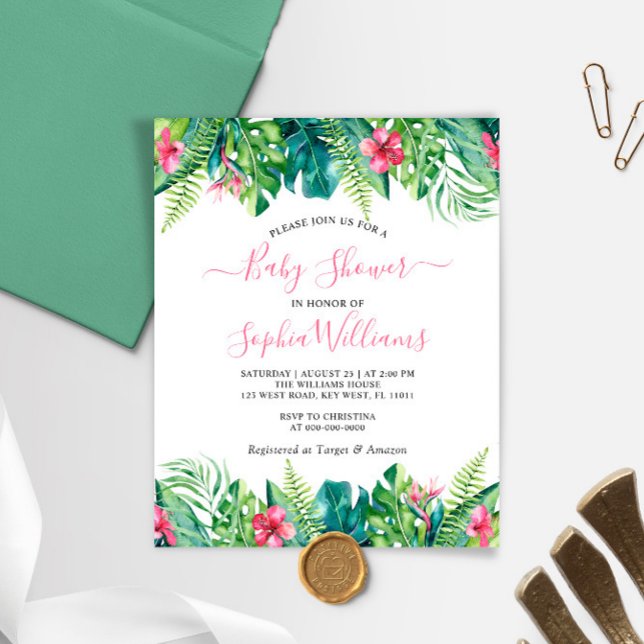 Budget Tropical Flowers Baby Shower-inbjudan (Skapare uppladdad)