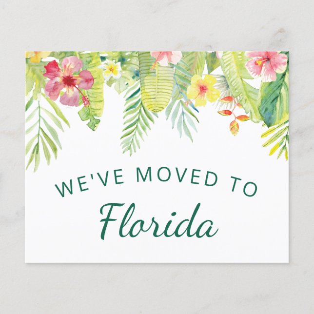 Budget Tropical Foliage New Florida Adress Card (Framsida)
