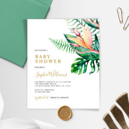 Budget Tropical Grönska Baby Shower Inbjudan