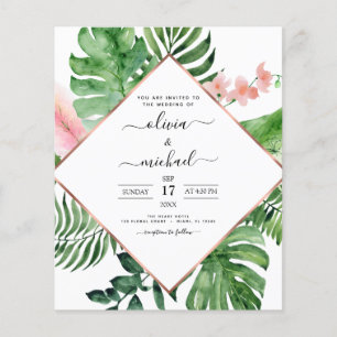 Budget Tropical Handflatan Geometric bröllopsinbju Flygblad
