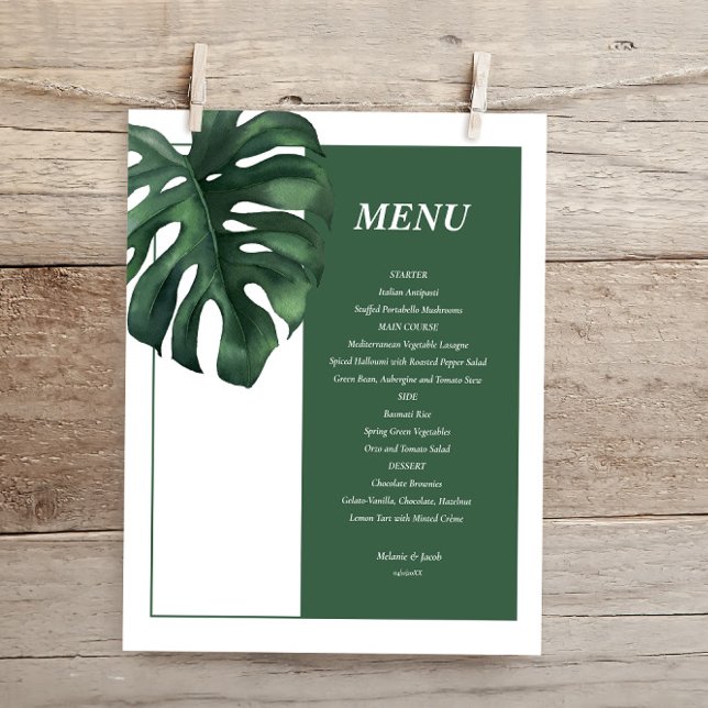 Budget Tropical Handflatan Löv bröllop Menu Flyer (Skapare uppladdad)