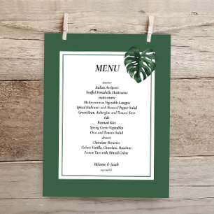 Budget Tropical Handflatan Löv bröllop Menu Flyer