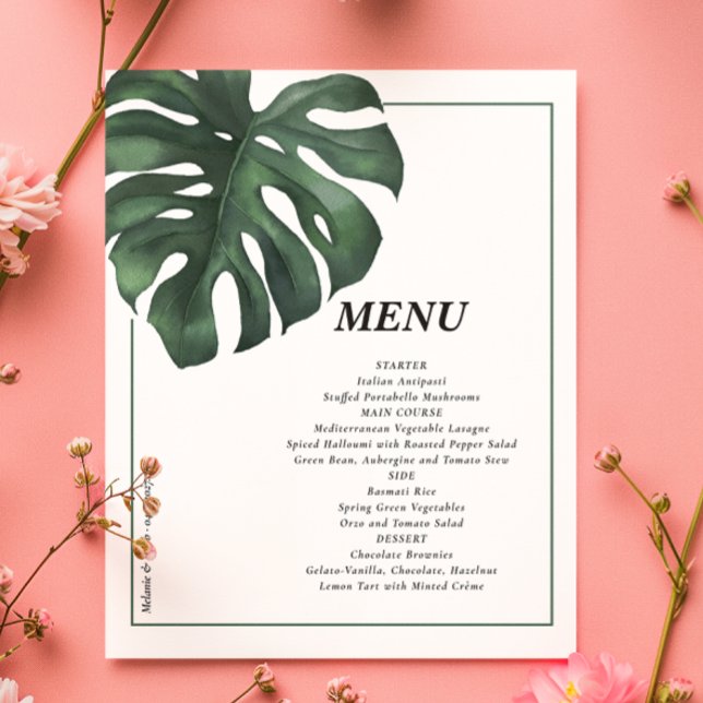 Budget Tropical Handflatan Löv bröllop Menu Flyer (Skapare uppladdad)