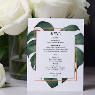 Budget Tropical Handflatan Löv bröllop Menu Flygblad