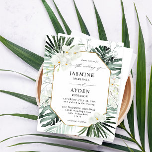 Budget Tropical Handflatan & White Blommigt Bröllo
