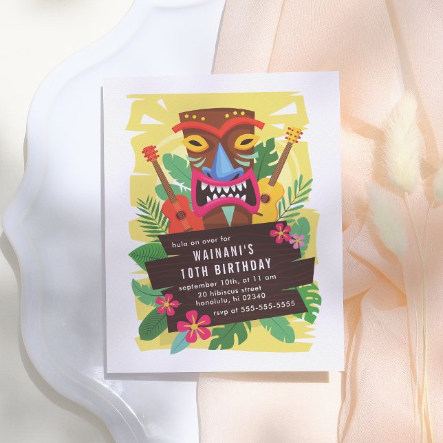 Budget Tropical Hawaii Ukulele Tiki Luau Birthday (Skapare uppladdad)