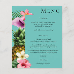 Budget Tropical Hawaiian Blommigt Menu-Teal Flygblad