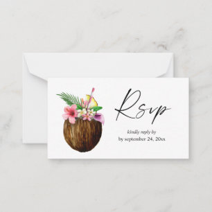 Budget Tropical Hawaiian Coconut 2SM Måltid RSVP Anteckningskort