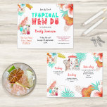 Budget Tropical Helg Hen Do-inbjudan<br><div class="desc">En budget prisa mindre pappra alternativ på 4, 5" x 5, 6". Kuvert är ett valfritt extra. Den här designen med en blandning av cocktails, blommigtar, löv och flickor som har roligt så att dina vänner vet exakt hur underbar tid de kan vänta sig från din tropiska strand Hen Party...</div>