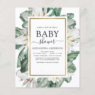 Budget Tropical Magnolia Baby Shower-inbjudan Flygblad