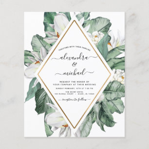 Budget Tropical Magnolia bröllopsinbjudningar