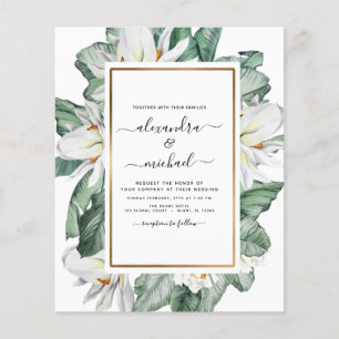 Budget Tropical Magnolia Handflatan bröllopsinbjud