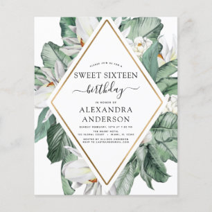 Budget Tropical Magnolia Sweet 16-inbjudan Flygblad