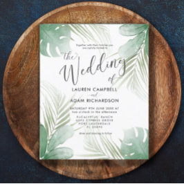 Budget Tropical Watercolor Wedding bjudande