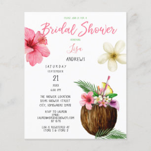 Budget Tropisk Hawaianisk Bröllopsdusch Flyer