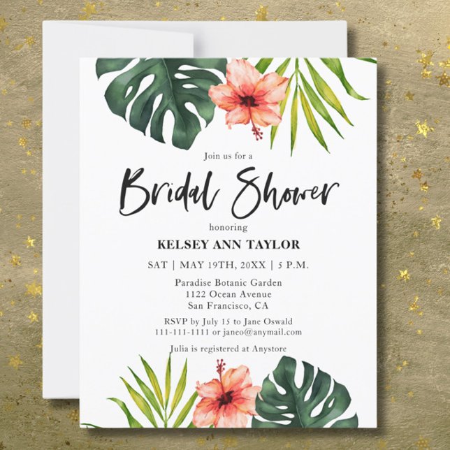 Budget Tropisk Monstera Bröllopsdusch Inbjudan (Skapare uppladdad)