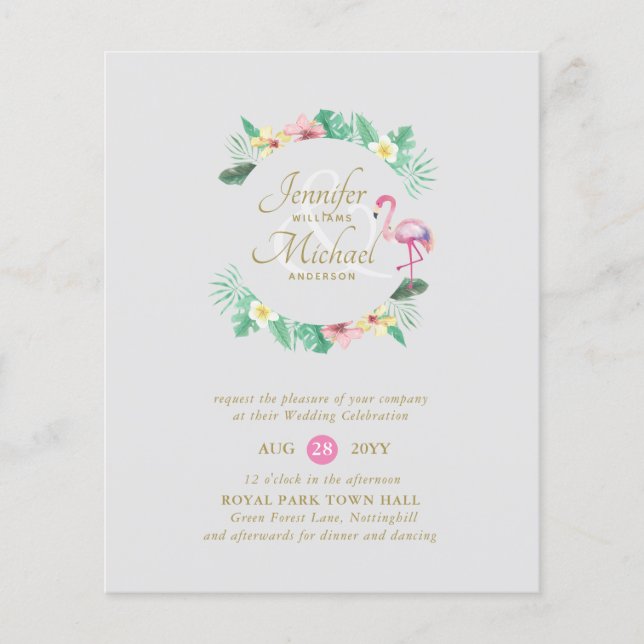 BUDGET Tropisk Rosa Bröllopsdusch eller Bröllop (Framsida)