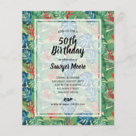 Budget Tropiska 50-årsfirande Inbjudningskort